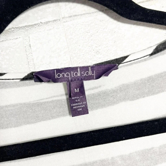 Long Tall Sally Black & White Striped Scoop Neck Tee Shirt Women's Size Medium - Picture 4 of 7